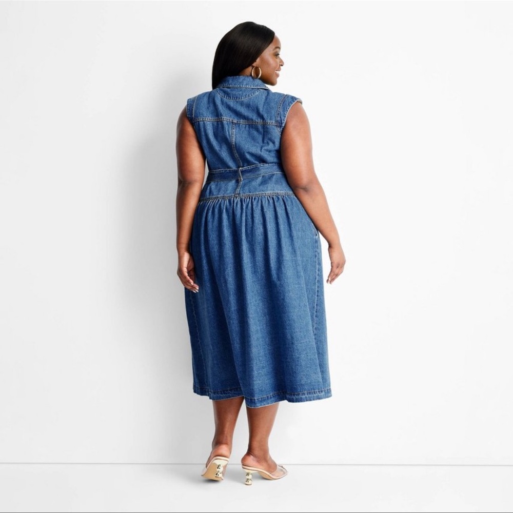 Women's Sleeveless Denim Button-Front Midi Dress~Future Collective ~Jenee Naylor - Picture 4 of 9